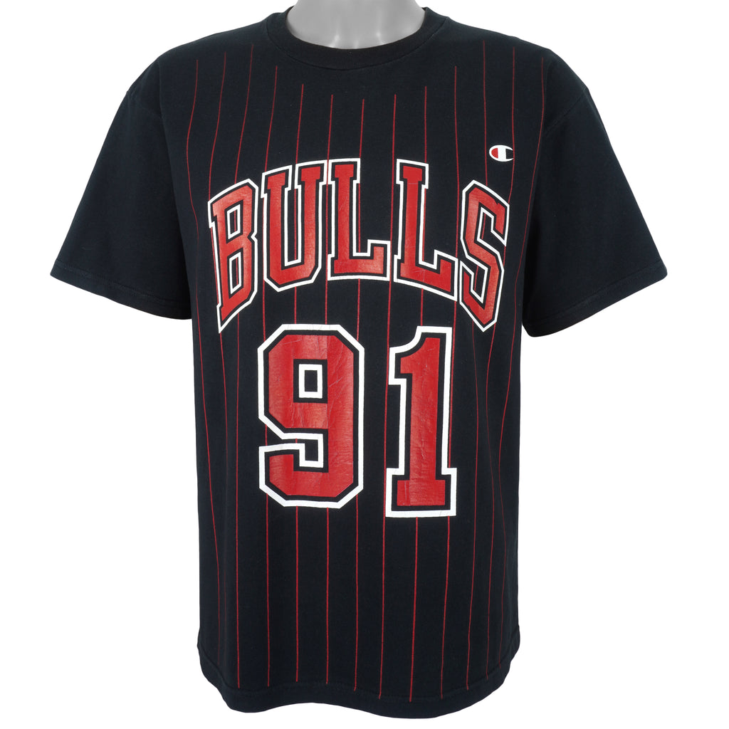 Champion - Chicago Bulls #91 Spell-Out T-Shirt 1990s Large Vintage Retro Basketball