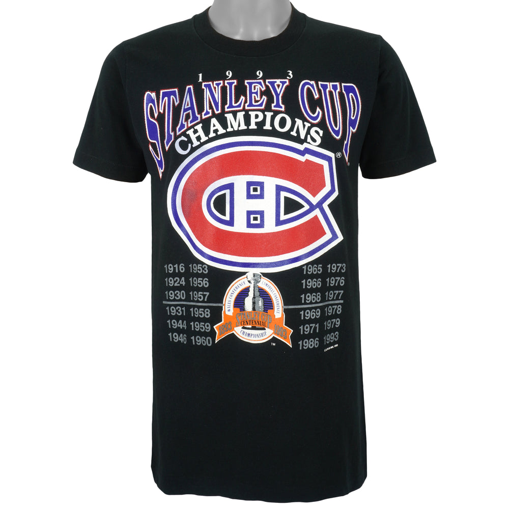 NHL - Montreal Canadiens, Stanley Cup Spell-Out T-Shirt 1993 Large Vintage Retro Hockey