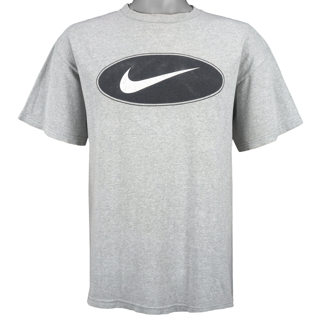 Nike - Grey Big Logo T-Shirt 1990s Medium Vintage Retro