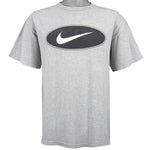 Nike - Grey Big Logo T-Shirt 1990s Medium