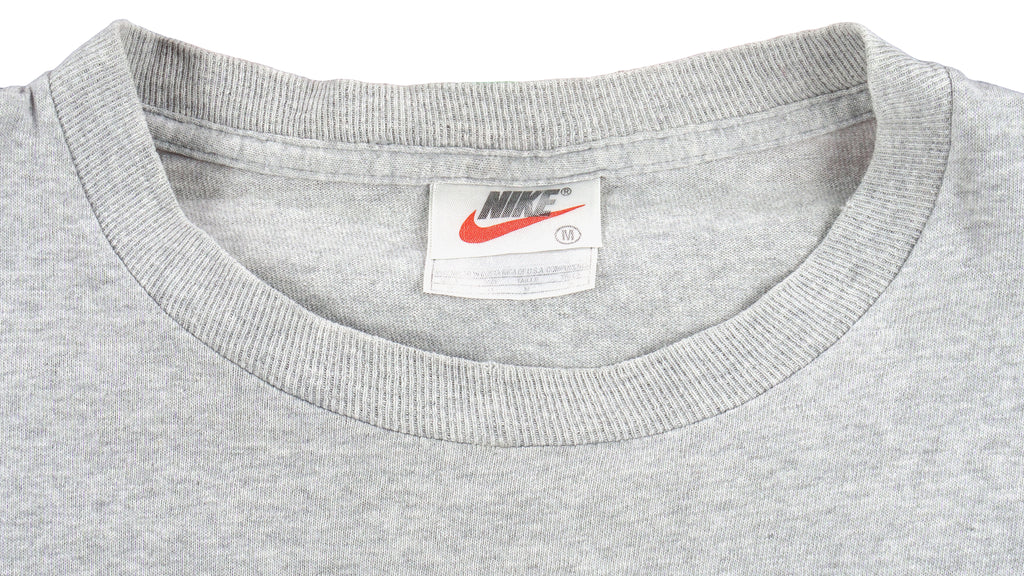 Nike - Grey Big Logo T-Shirt 1990s Medium Vintage Retro