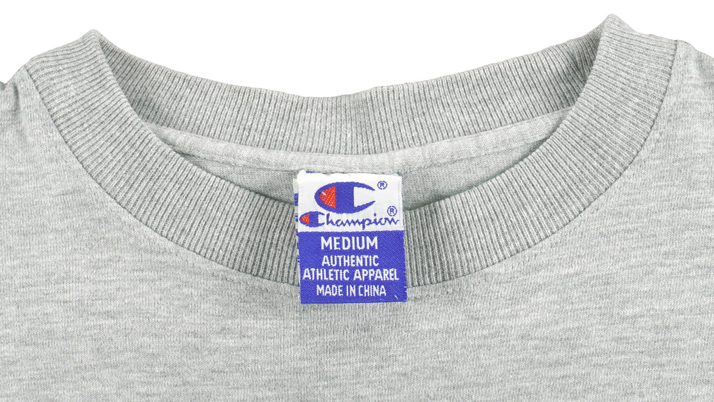 Champion - Grey Big Spell-Out Deadstock T-Shirt 1990s Medium Vintage Retro