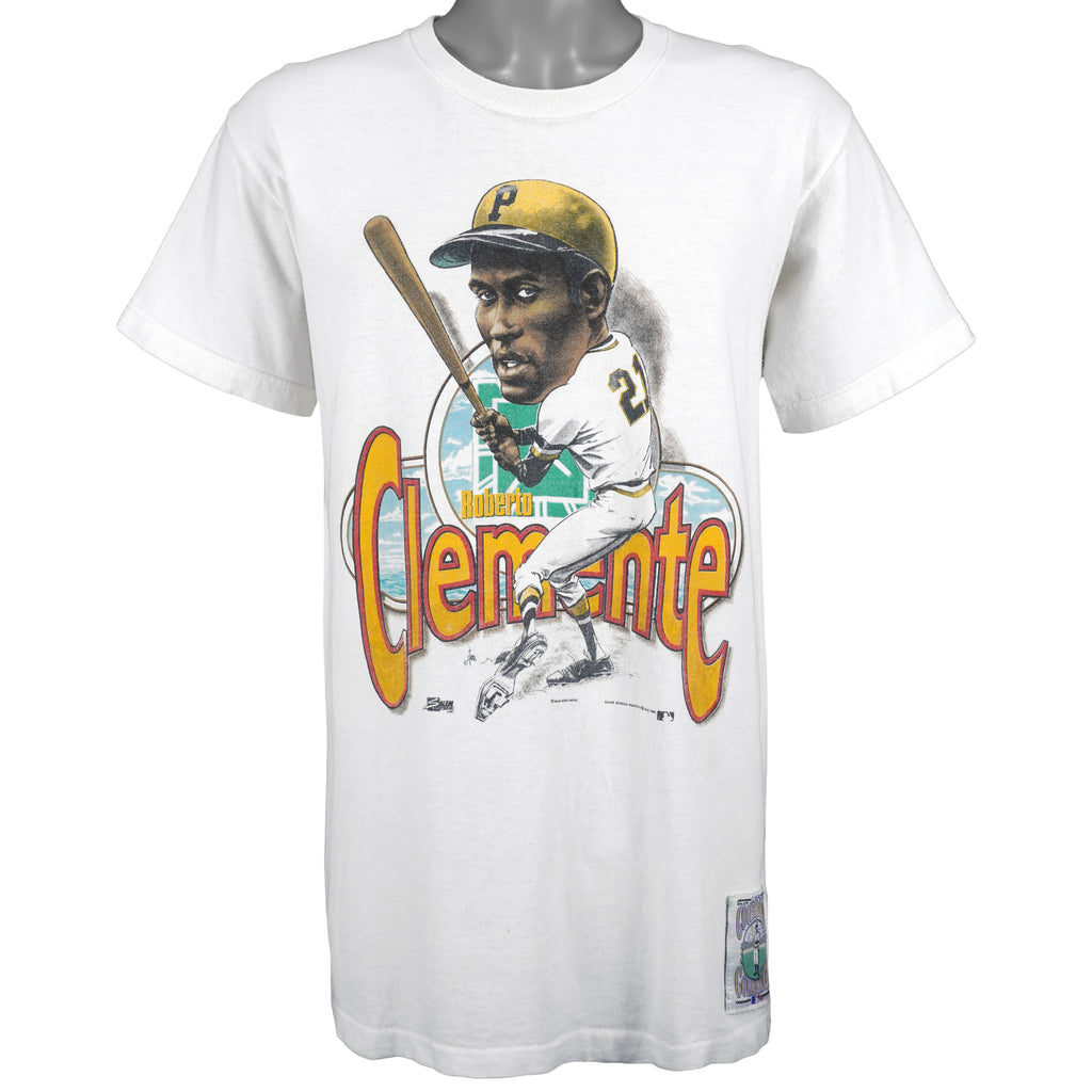 MLB (Salem) - Pittsburgh Pirates - Roberto Clemente No.21 T-Shirt 1990 Large Vintage Retro Baseball