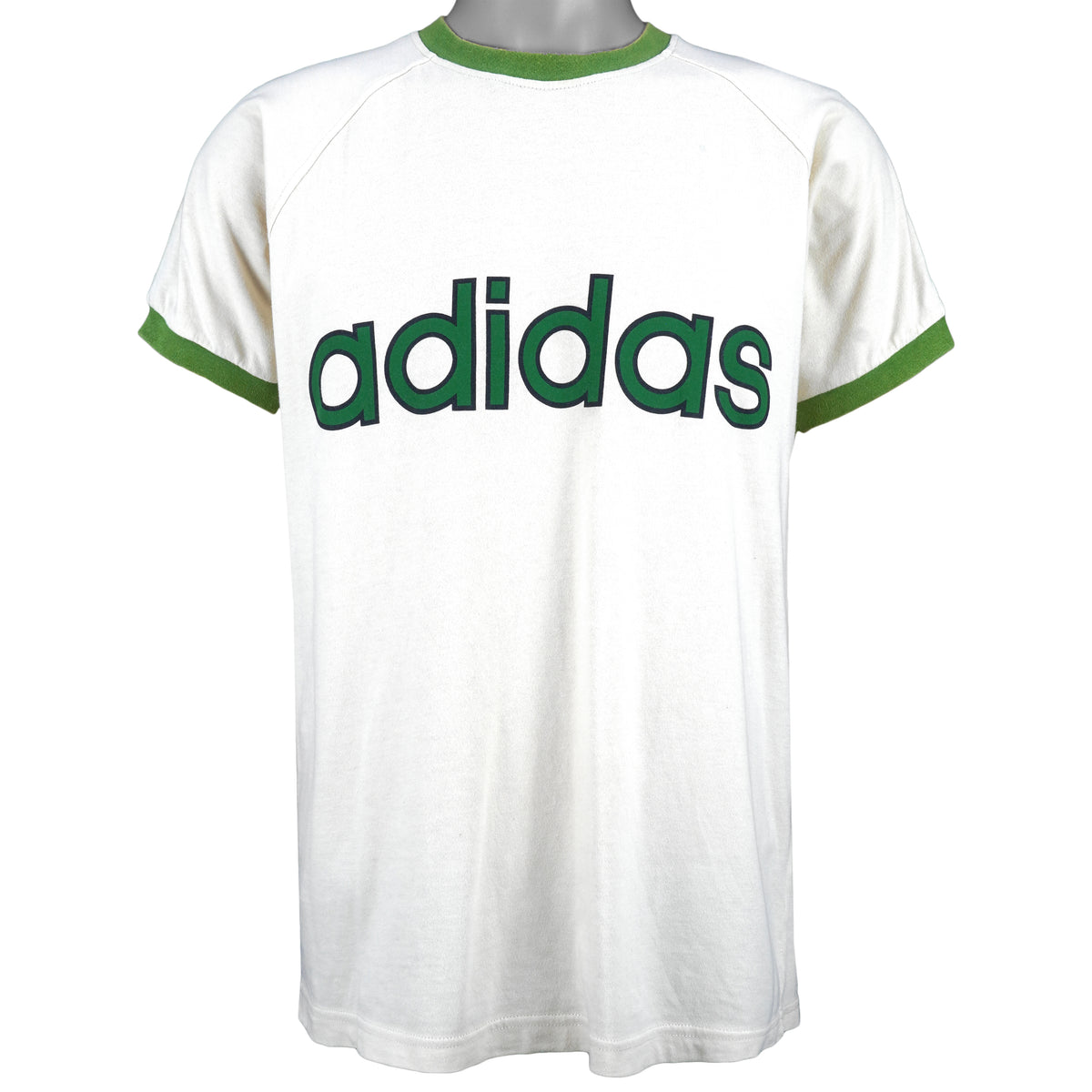 Adidas - White Spell-Out T-Shirt 1990s Medium Vintage Retro