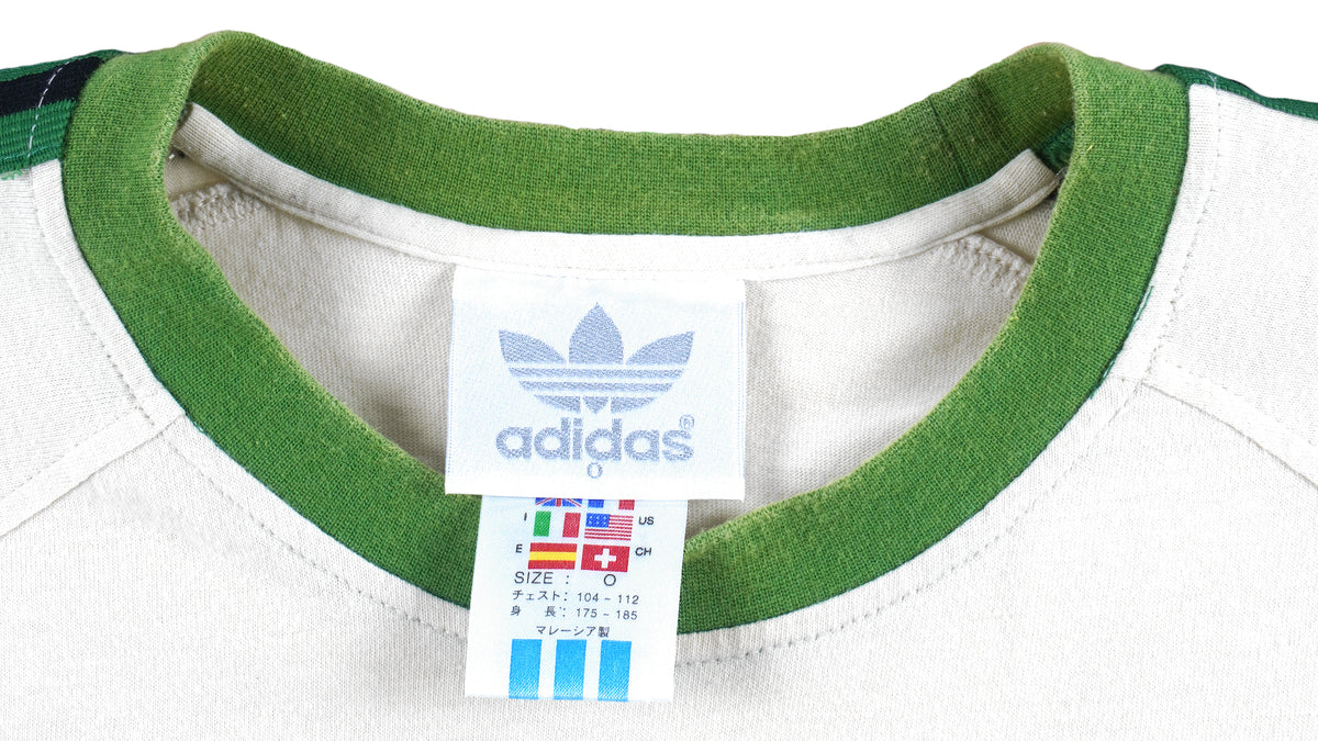 Adidas - White Spell-Out T-Shirt 1990s Medium Vintage Retro