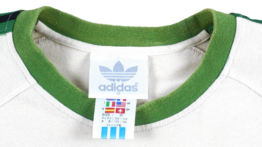 Adidas - White Spell-Out T-Shirt 1990s Medium Vintage Retro