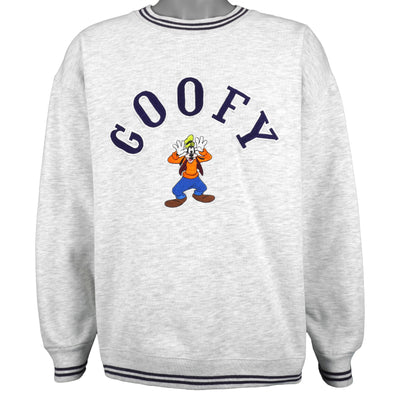 Disney - Grey Goofy Embroidered Sweatshirt 1990s X-Large