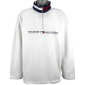 Tommy Hilfiger - White Spell-Out 1/4 Zip Sweatshirt X-Large Vintage Retro