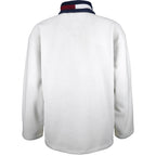 Tommy Hilfiger - White Spell-Out 1/4 Zip Sweatshirt X-Large Vintage Retro