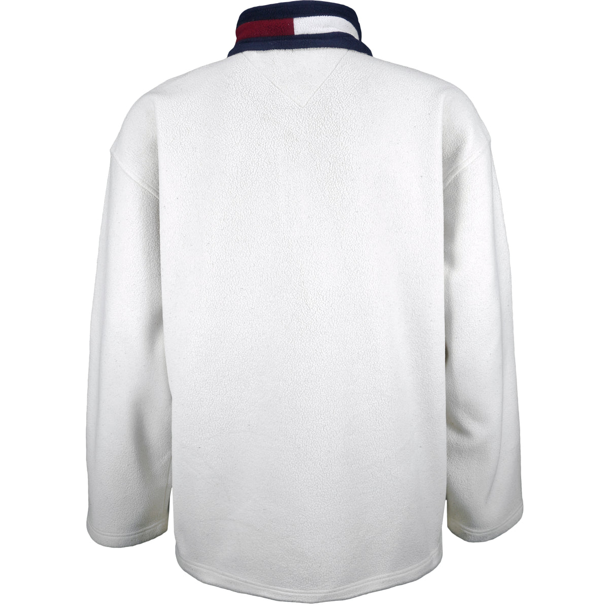 Tommy Hilfiger - White Spell-Out 1/4 Zip Sweatshirt X-Large Vintage Retro