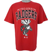 Starter - Wisconsin Badgers Spell-Out T-Shirt 1990s Large Vintage Retro Football College