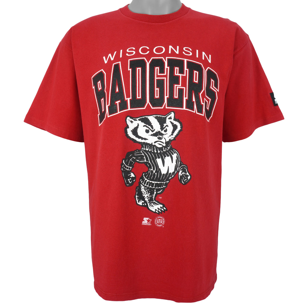 Starter - Wisconsin Badgers Spell-Out T-Shirt 1990s Large Vintage Retro Football College