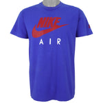 Nike - Blue Nike Air Grey Tag Big Logo T-Shirt 1990s Large