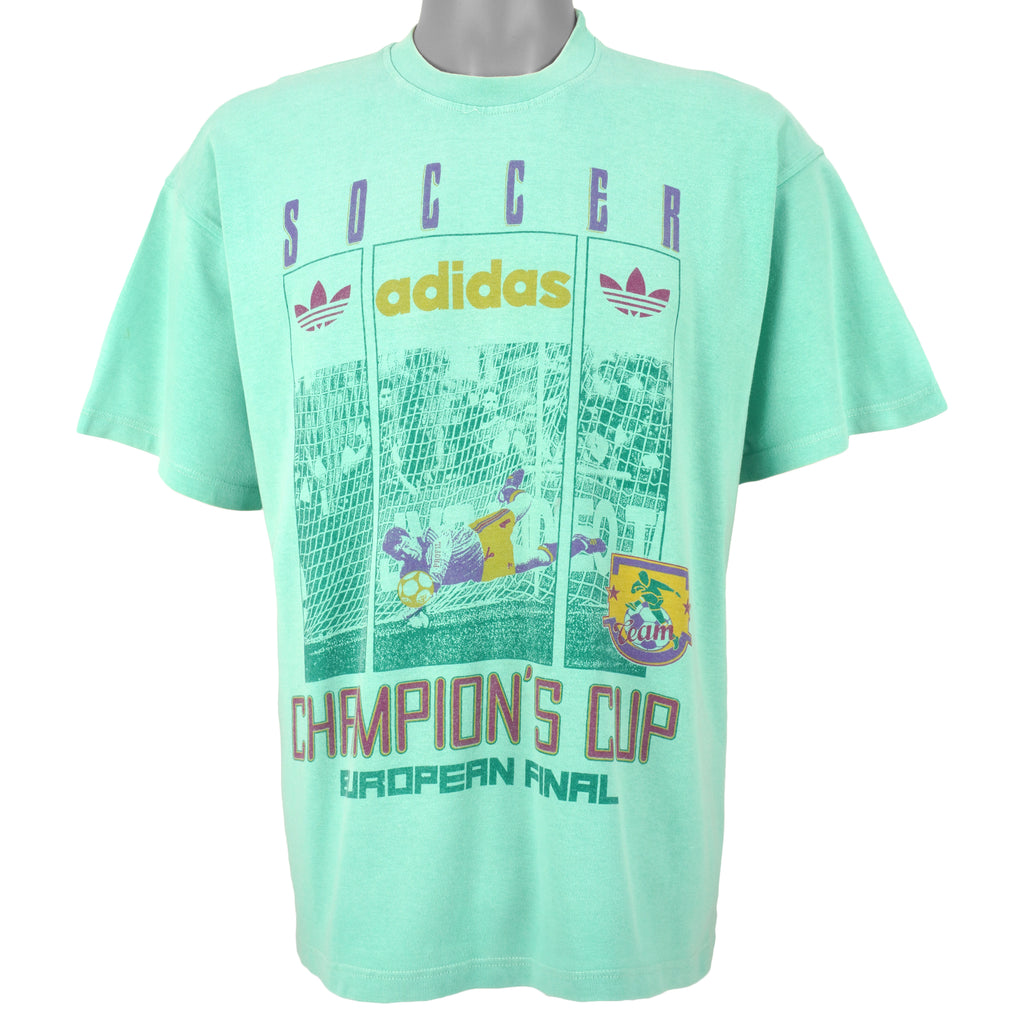Adidas - Soccer Champions Cup European Final Spell-Out T-Shirt 1990s Large Vintage Retro