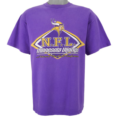 NFL (Logo Athletic) - Minnesota Vikings Spell-Out T-Shirt 1990s Large