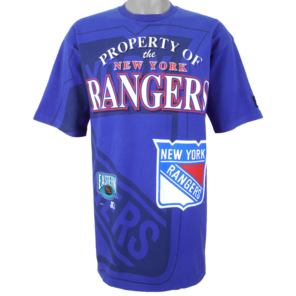 Starter - New York Rangers Spell-Out T-Shirt 1990s Large Vintage Retro Hockey