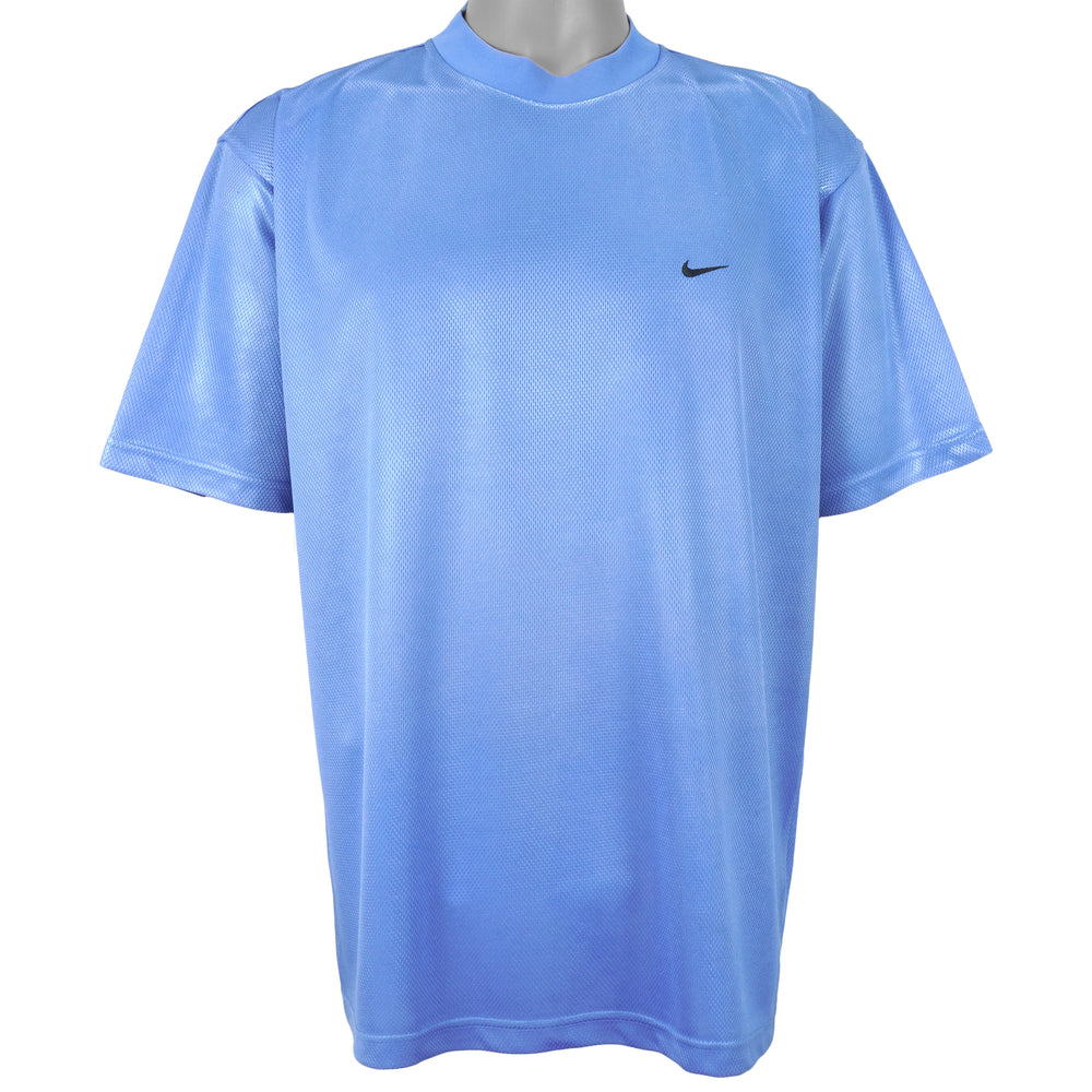 Nike - Light Blue Mesh Classic T-Shirt 1990s Large Vintage Retro
