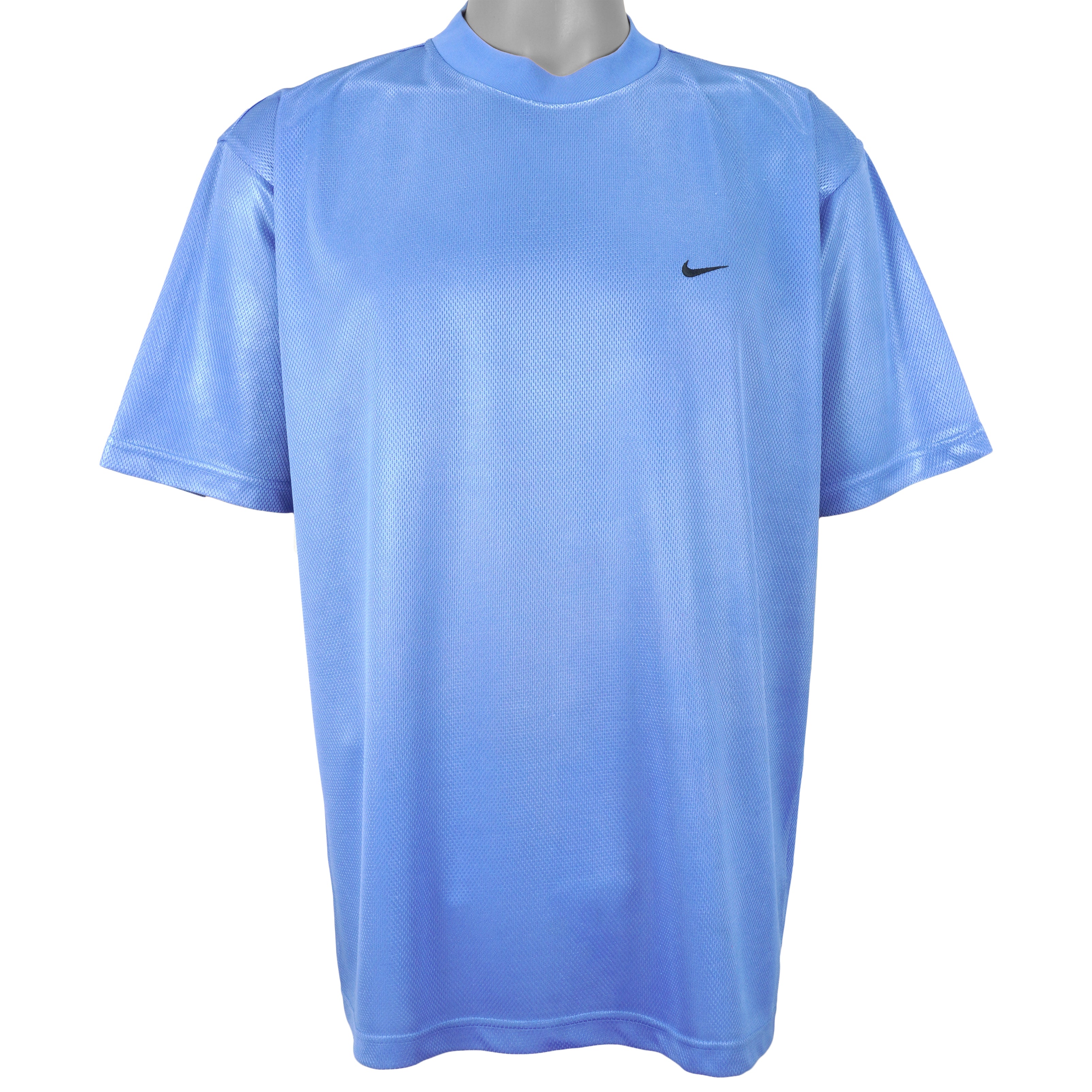 Nike - Light Blue Mesh Classic T-Shirt 1990s Large Vintage Retro