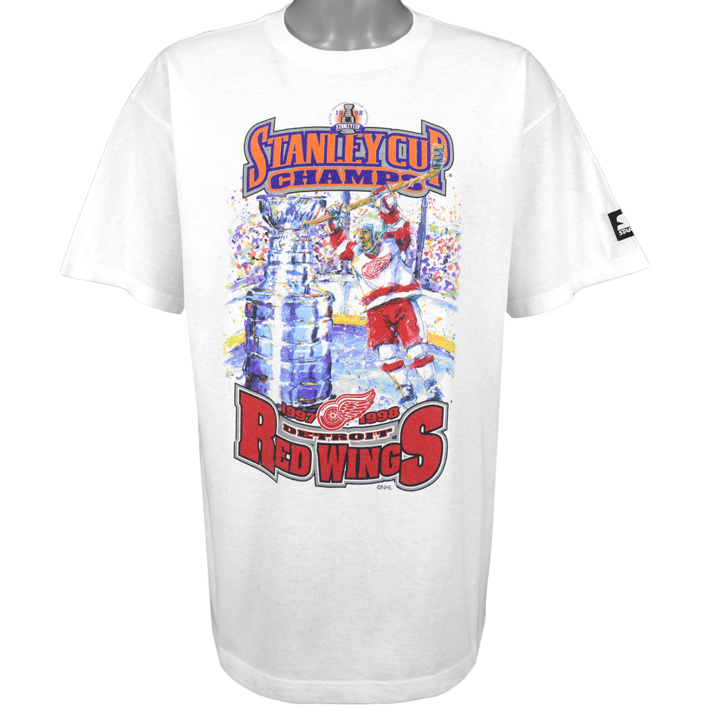 Starter - Detroit Red Wings, Stanley Cup Champs Deadstock T-Shirt 1998 Large Vintage Retro Hockey