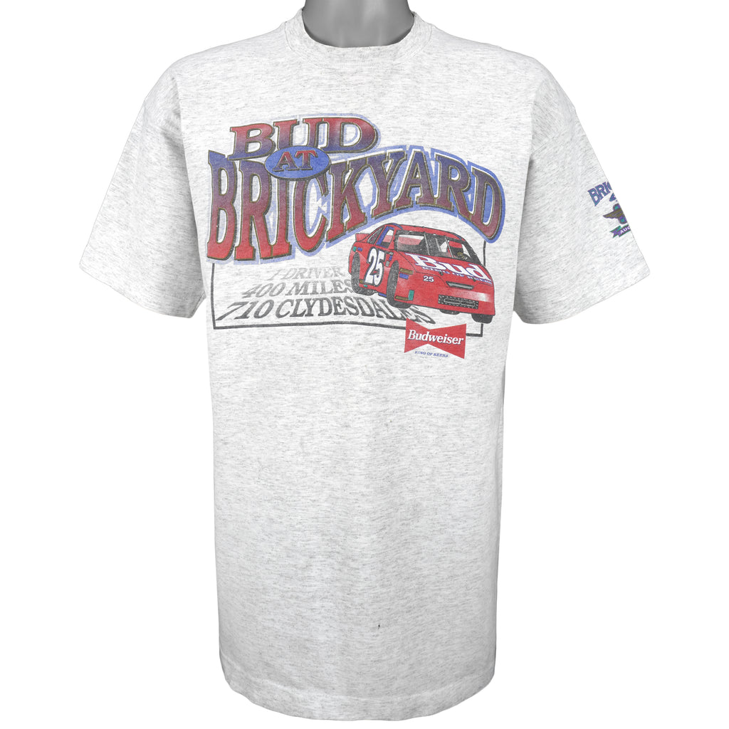 NASCAR (Salem) - Bud At Brick Yard T-Shirt 1995 Large Vintage Retro