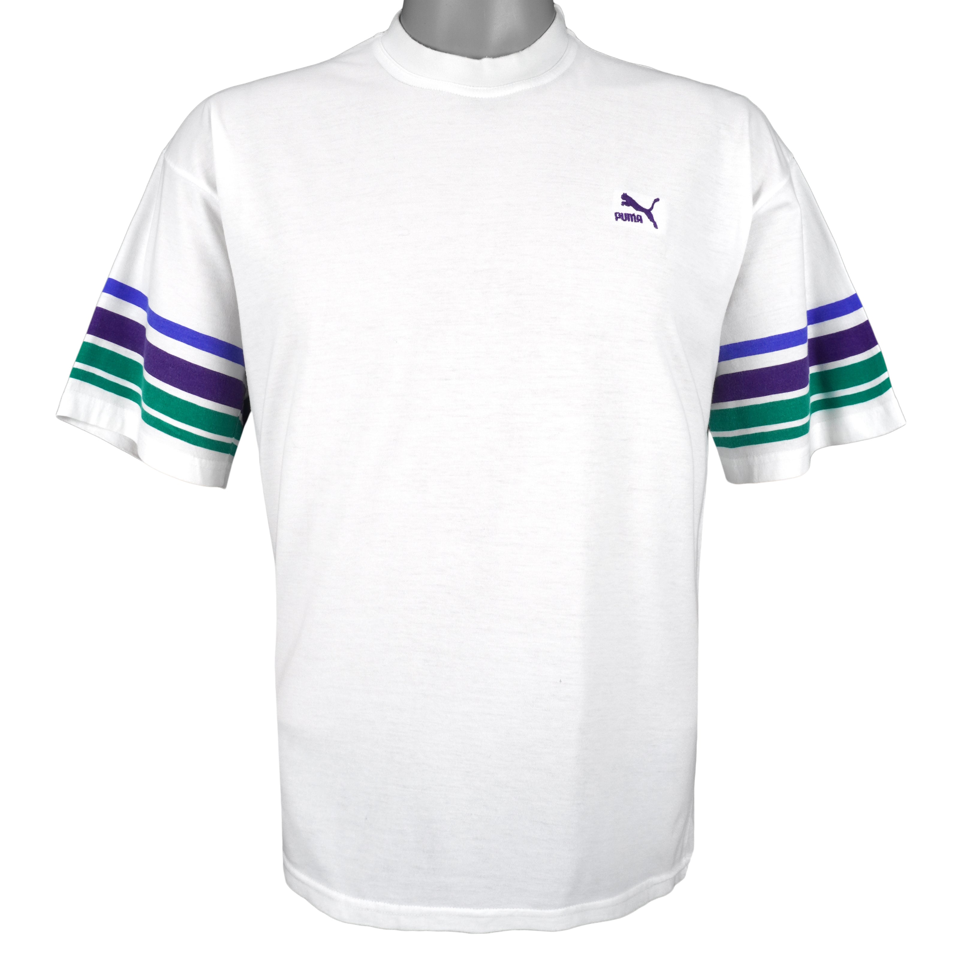 Puma - White Tennis T-Shirt 1990s Medium Vintage Retro
