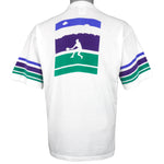 Puma - White & Blue Tennis T-Shirt 1990s Medium