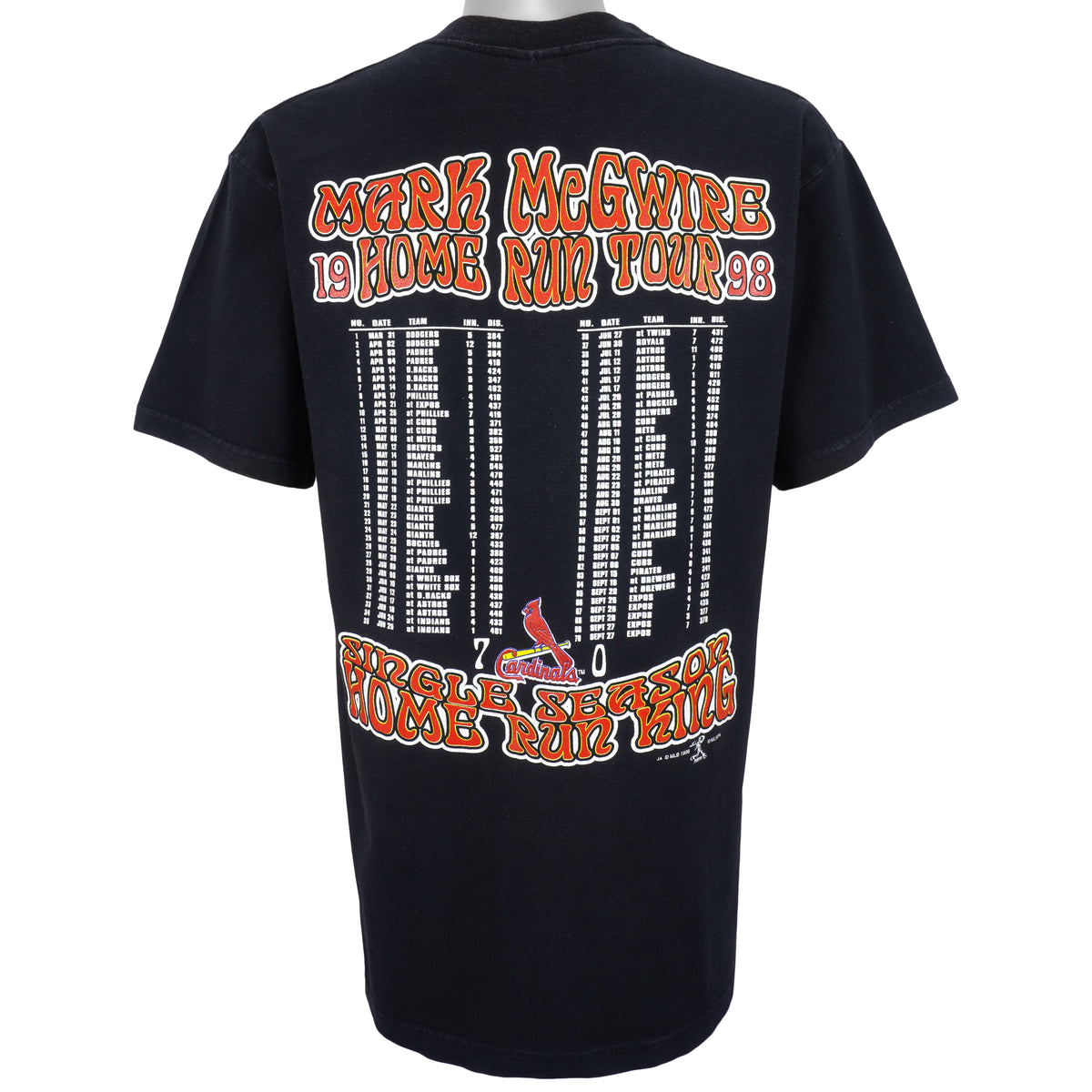 MLB (Miro) - St. Louis Cardinals Mark McGwire, Home Run King T-Shirt 1998 Large Vintage Retro