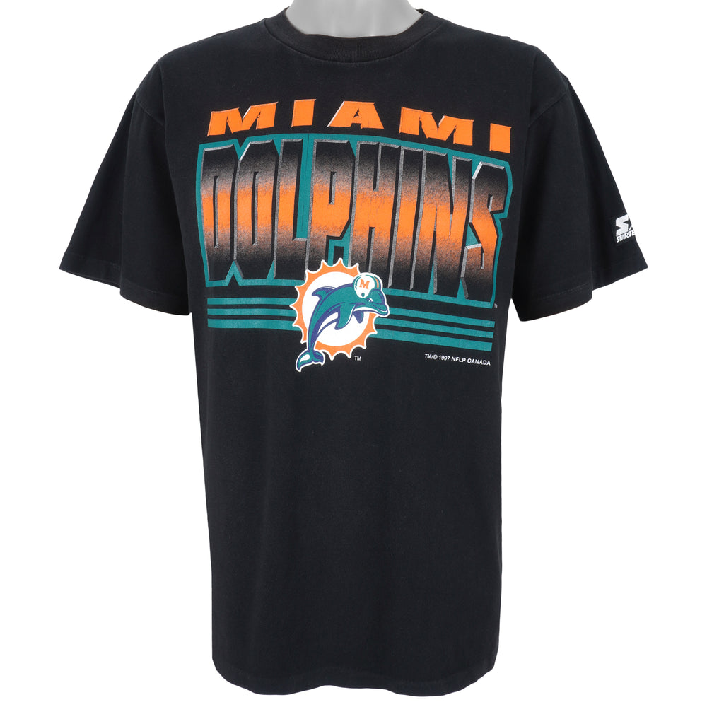 Starter - Miami Dolphins Spell-Out T-Shirt 1997 Medium Vintage Retro Football