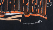 MLB (Nutmeg) - Baltimore Orioles, Triple Threat Spell-Out T-Shirt 1992 X-Large Vintage Retro Baseball