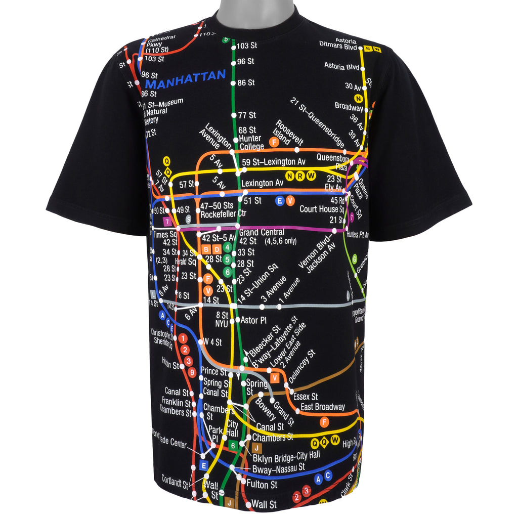 Vintage - New York Manhattan, Subway Line T-Shirt 1990s Large Vintage Retro