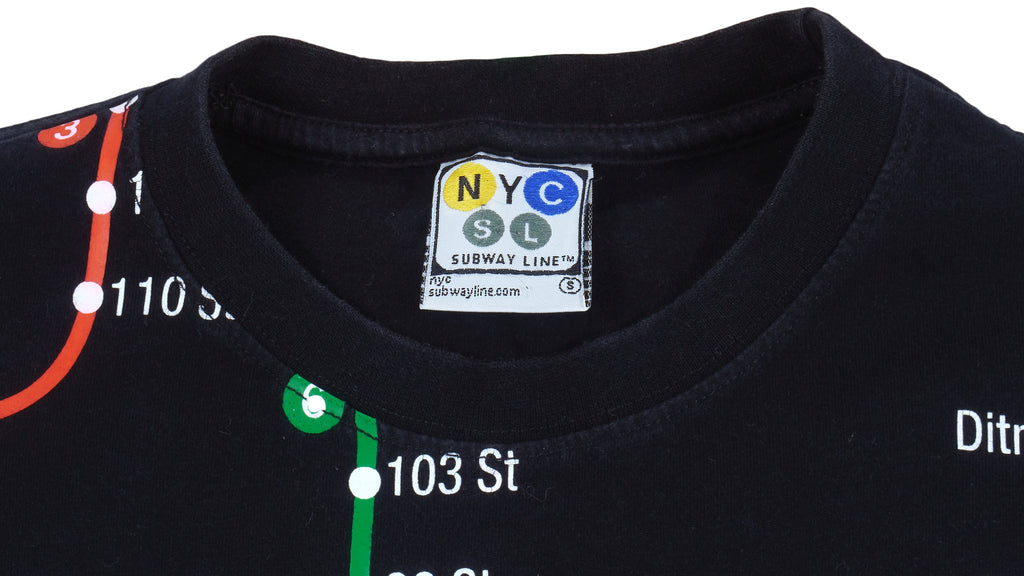 Vintage - New York Manhattan, Subway Line T-Shirt 1990s Large Vintage Retro