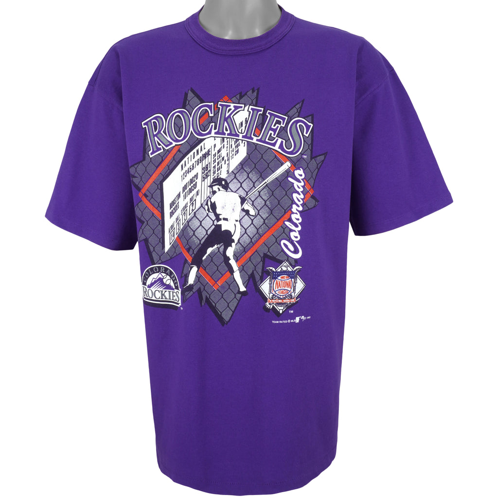 MLB (Team Rated) - Colorado Rockies Spell-Out T-Shirt 1993 X-Large Vintage Retro