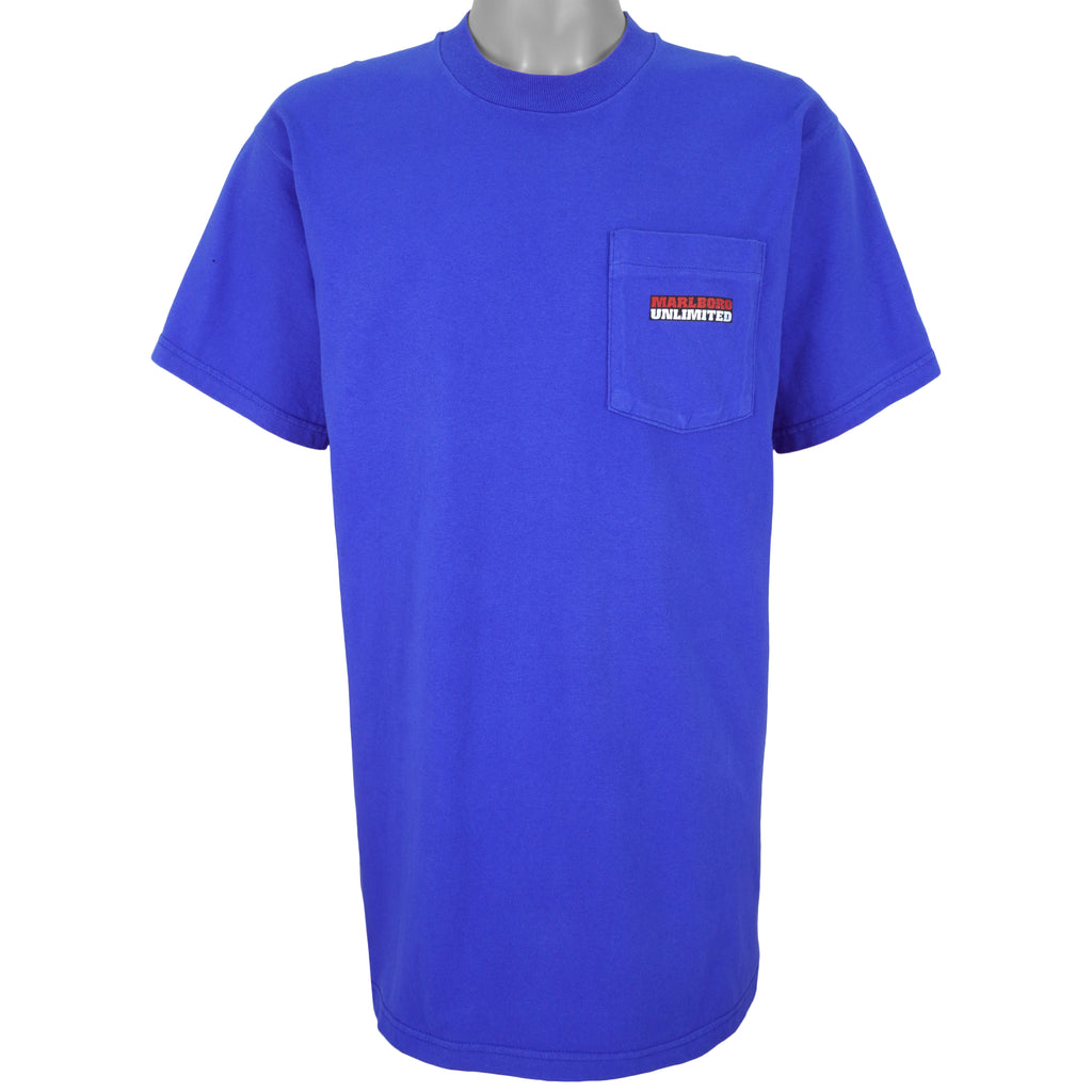 Vintage - Blue Marlboro Unlimited Spell-Out T-Shirt 1990s Large vintage Retro