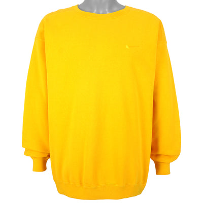 Nike - Yellow Classic Crew Neck Sweatshirt 1990s Large