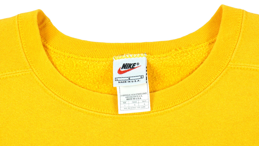 Nike - Yellow Classic Crew Neck Sweatshirt 1990s Large Vintage Retro