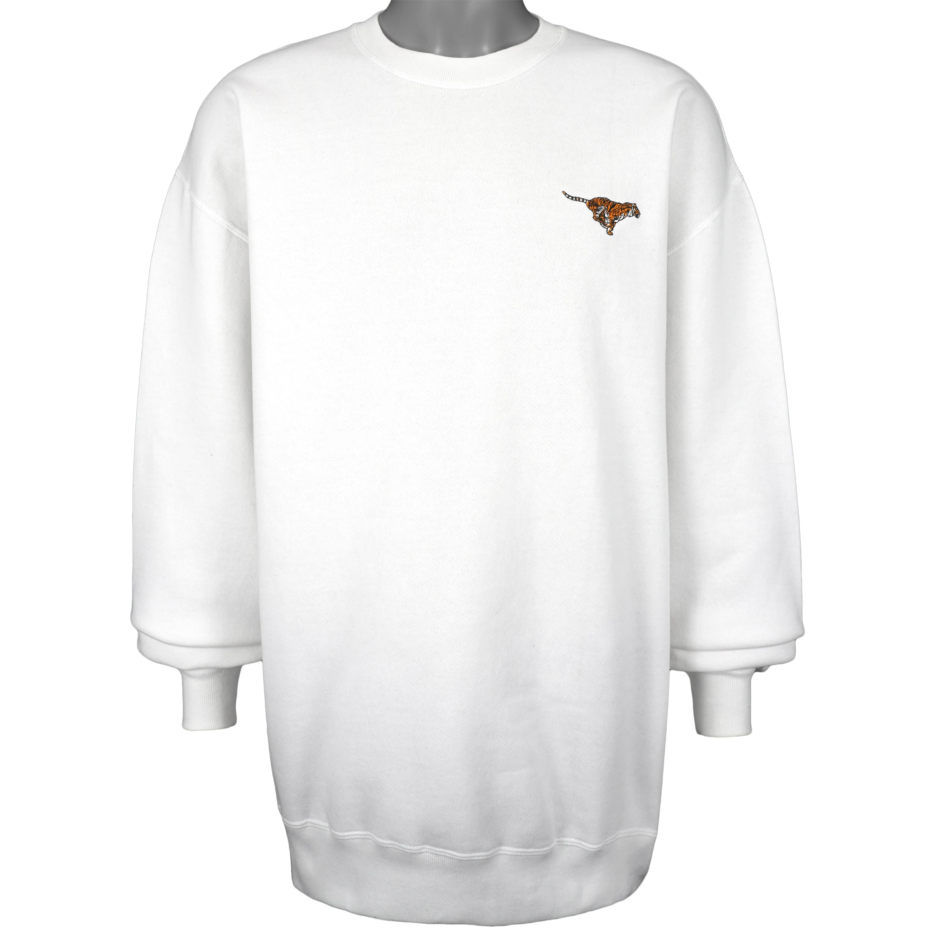 Vintage (Jerzees) - Tiger Embroidered Crew Neck Sweatshirt 1990s X-Large Vintage Retro