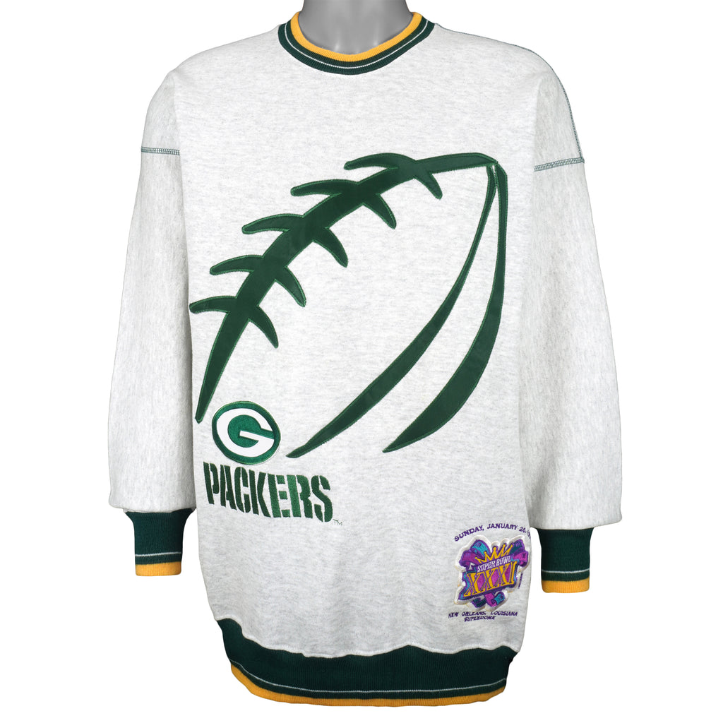NFL (Legend) - Green Bay Packers Crew Neck Sweatshirt 1990s Large Vintage Retro Football