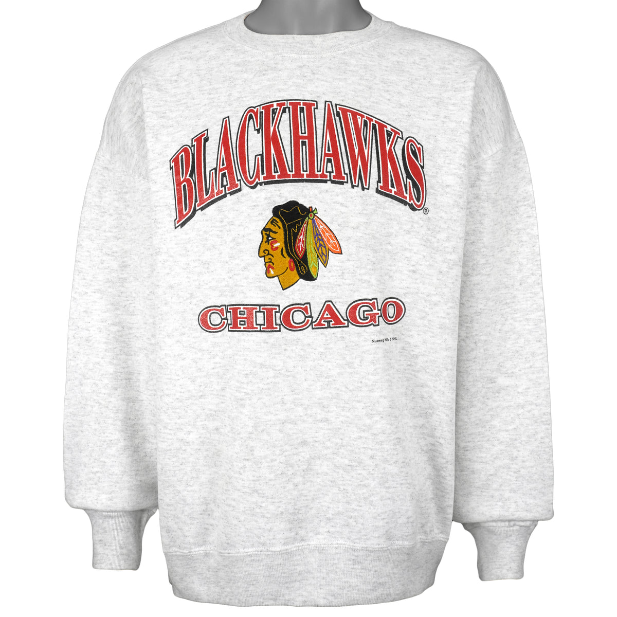 NHL (Nutmeg) - Chicago Blackhawks Crew Neck Sweatshirt 1990s Large Vintage Retro Hockey