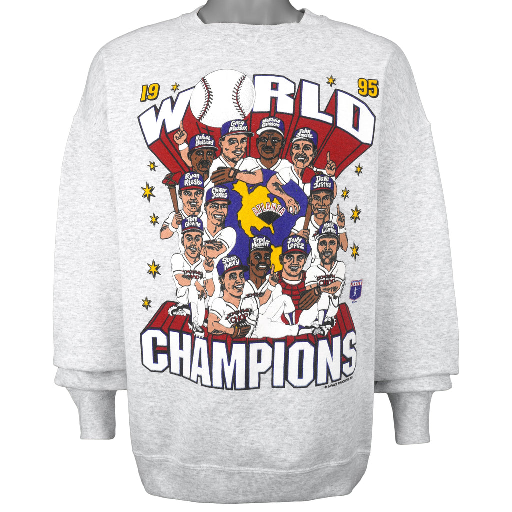 MLB (Delta) - Atlanta Braves, World Champions Crew Neck Sweatshirt 1995 XX-Large Vintage Retro Baseball