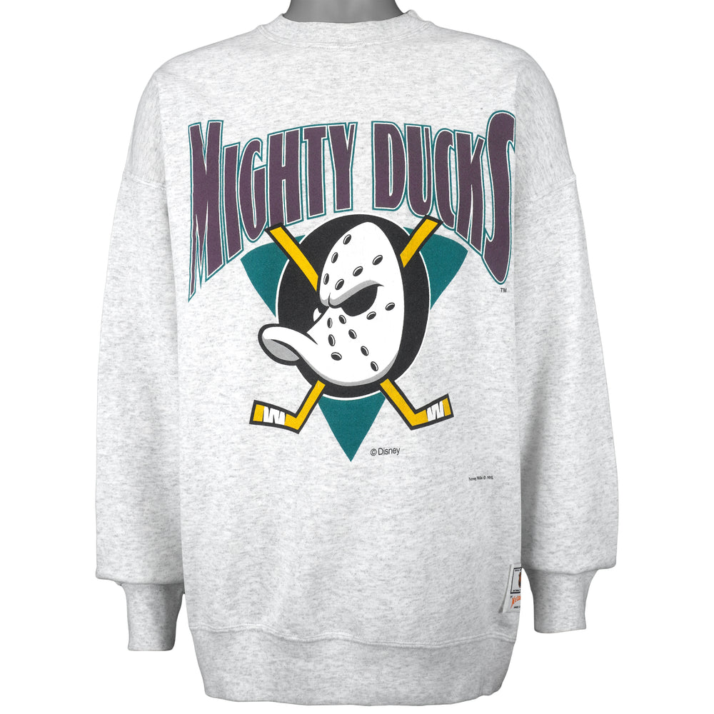 NHL (Nutmeg) - Anaheim Mighty Ducks Crew Neck Sweatshirt 1990s X-Large Vintage Retro Hockey