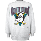 NHL (Nutmeg) - Anaheim Mighty Ducks Crew Neck Sweatshirt 1990s X-Large Vintage Retro Hockey