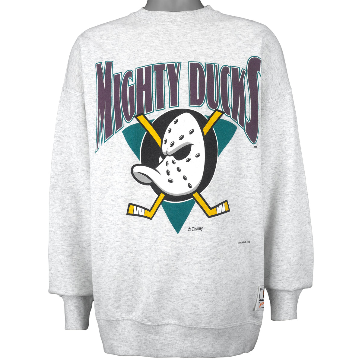 NHL (Nutmeg) - Anaheim Mighty Ducks Crew Neck Sweatshirt 1990s X-Large Vintage Retro Hockey