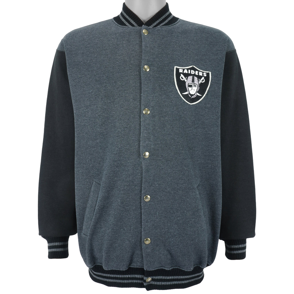 NFL - Oakland Raiders Spell-Out Button-Up Jacket 1990s Medium Vintage Retro Football