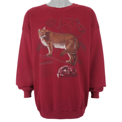 Vintage - Red Mountain Lion Crew Neck Sweatshirt 1990s XX-Large