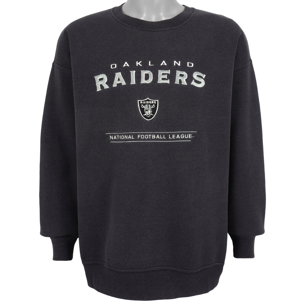 NFL (Lee) - Oakland Raiders Big Logo Crew Neck Sweatshirt 1990s Large Vintage Retro Football