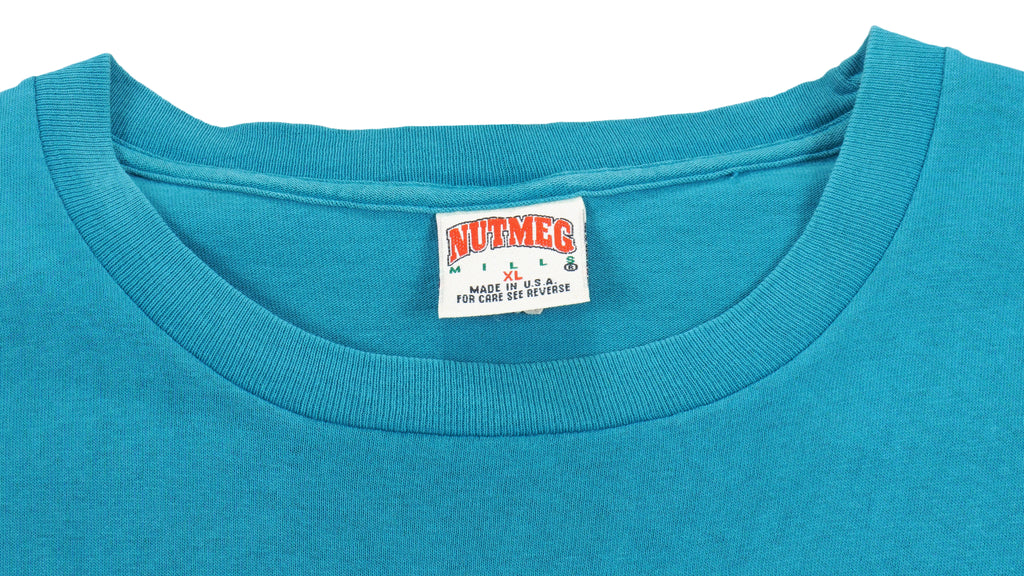 NFL (Nutmeg) - Miami Dolphins Spell-Out T-Shirt 1993 X-Large Vintage Retro Football