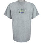 Stussy - Grey Deluxe Spell-Out T-Shirt 1990s Large Vintage Retro