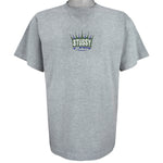 Stussy - Grey Deluxe Spell-Out T-Shirt 1990s Large Vintage Retro