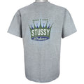 Stussy - Grey Deluxe Spell-Out T-Shirt 1990s Large Vintage Retro