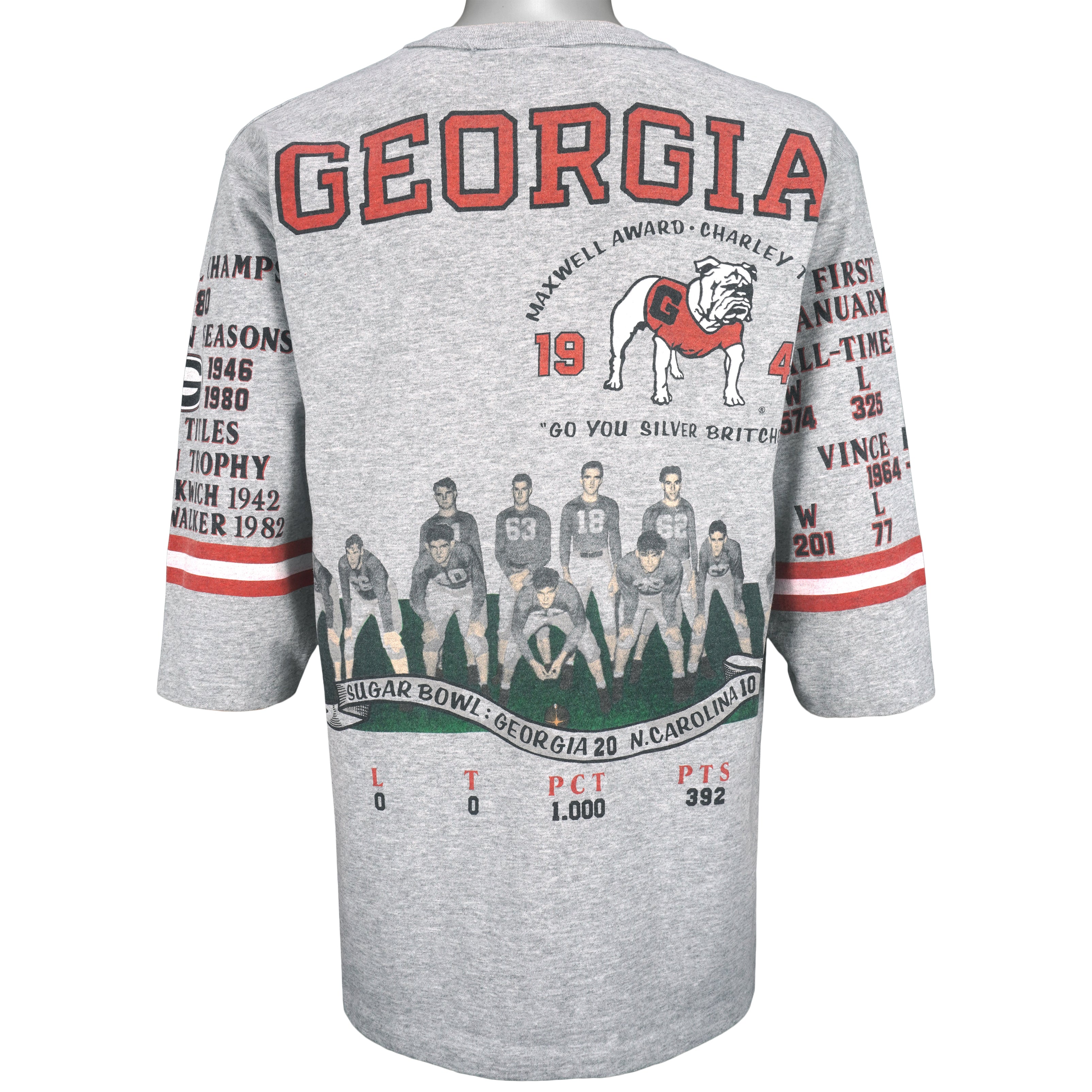 NCAA (Long Gone) - Georgia Bulldogs Spell-Out T-Shirt 1990s Large Vintage Retro Football College
